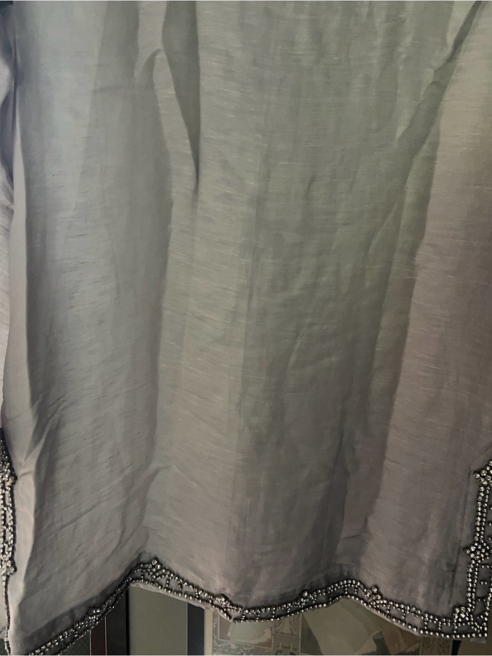 Bella Tu Embellished Light Gray Women’s Tunic Shirt - Picture 6 of 10